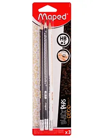 Купить Карандаши Maped, Deco, чернографитные с ластиком 3 штуки — Фото №1