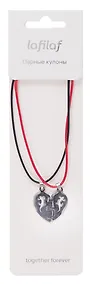 Купить Набор парных кулонов Половинки сердца (текстиль, металл) (12-04407-B69) (Lafilaf) — Фото №1