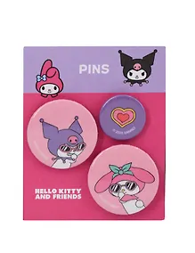 Купить Набор значков Sanrio Мордашки в очках (металл) (1 шт 25 мм, 2 шт 38 мм) — Фото №1
