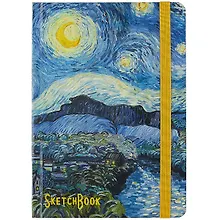 Купить Скетчбук А5 80л "Ван Гог. Звёздная ночь-2 " 70г/м2, кремовая бумага, тв. переплет, резинка — Фото №1