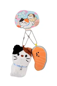 Купить Брелоки парные с магнитом Котик и стейк (текстиль) (10см) (12-HomeL-2) — Фото №1