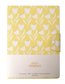 Купить Бизнес-тетрадь А5, 96 листов, 140x200 мм "Spring" желтый, клетка, искусственная кожа — Фото №1