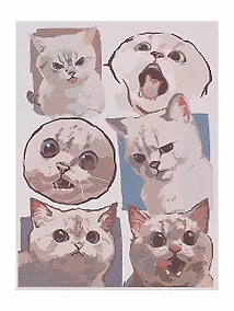 Купить Картина по номерам "Стикерпак кот", на подрамнике, 30х40 см — Фото №1