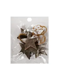 Купить Заготовка из дерева, звездочки с веревочкой, 5 шт, 3,5*3,5 см, серый (11-00410-15-2060G) — Фото №1