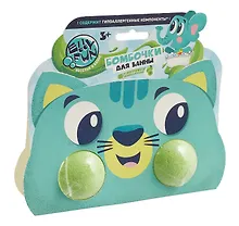 Купить Бомбочки для ванны детские Зверюшки Котенок (зеленый цвет) (2 шт) — Фото №1