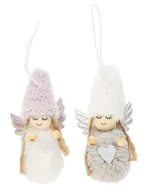 Купить Новогоднее подвесное украшение Девочка-ангел в шапочке (текстиль) (9см) (12-06277-NY-8) — Фото №1