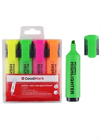 Купить Текстовыделители GoodMark, 4 цвета 1-4 мм — Фото №1