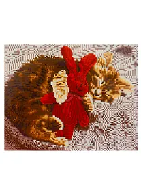 Купить Алмазная мозаика на подрамнике "Спящий котёнок с игрушкой", 30 х 40 см — Фото №1