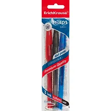 Купить Ручки гелевые Erich Krause, R-301 Original Gel Stick, синяя, черная, красная 0,5 мм — Фото №1