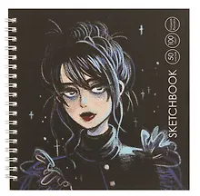 Купить Скетчбук 165*165 50л "Обаятельная и мрачная" 100г/м2, мат.ламинация, евроспираль, 7БЦ, офсет — Фото №1