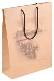 Купить Пакет Медный всадник  "Стрелка Васильевского Острова", 25х35, желтый, бумажный — Фото №1