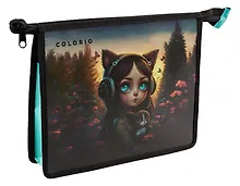 Купить Папка для тетрадей А5 "Девочка с киской" молния, пластик — Фото №1