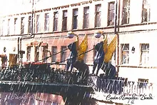 Купить Открытка одинарная Банковский мост. Санкт-Петербург. Дождь, 16*11см — Фото №1