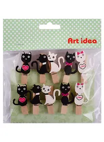 Купить Набор прищепок Черные коты белые кошки (10 шт.) (упаковка) (pr-001) — Фото №1