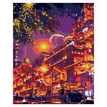 Купить Алмазная мозаика 40х50 см (полное заполнение) "Ночной Китай" — Фото №1