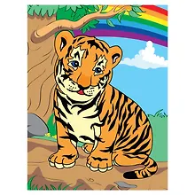 Купить Раскраска по номерам А4,  ЮНЛАНДИЯ "Тигренок", с акриловыми красками, на картоне, кисть, 661596 — Фото №1