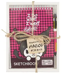 Купить Скетчбук А5 60 листов "Куроми малиновая клетка" + ручка шариковая синяя — Фото №1