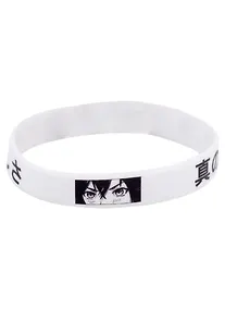 Купить Браслет Аниме Лицо и иероглифы (белый) (силикон) (20,2 см) — Фото №1