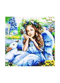 Купить Холст с красками 20х20см по номерам (в коробке), (14цв) Ангел и кролик (Арт. ХК-4042) — Фото №1