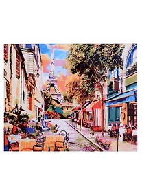 Купить Холст с красками "Уютная красочная улица в Париже", 30х40 — Фото №1