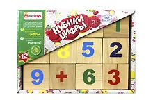 Купить Кубики, ALATOYS, Цифры деревянные неокрашенные 12 шт. — Фото №1