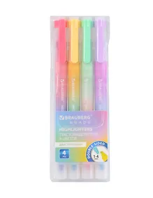 Купить Текстовыделители 04цв "GRADE" двусторонние, ПВХ, подвес, BRAUBERG — Фото №1