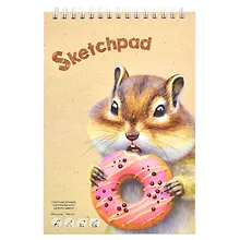 Купить Скетчбук А5 60л "Забавные животные" белый офсет, 100г/м2, тв.обложка, гребень — Фото №1