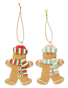 Купить Набор новогодних подвесных украшений Пряничные человечки (2шт) (пластик) (ПВХ бокс) (7х10) (12-07253CR-6) — Фото №1