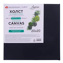 Купить Холст на подрамнике 20*20 "Ладога" черный акриловый грунт, 380г/м2, 100% хлопок, среднее зерно — Фото №1