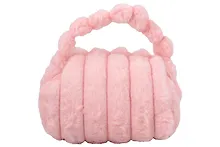 Купить Косметичка с объёмной ручкой Полоски (розовая) (плюш) (23х14) (12-Lanxi-C1) — Фото №1