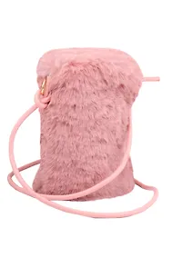 Купить Сумочка на молнии кросс-боди (розовая) (иск.мех) (21х13) (12-Aidou-23) — Фото №1