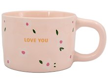Купить Кружка Love You Цветочки (персиковая) (керамика) (330мл) (12-8109-202604_01) — Фото №1