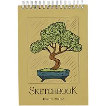 Купить Скетчбук А5 40л "Бонсай" блок 160г/м2, тонир. картон, фольга, спираль — Фото №1