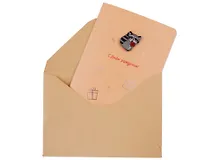 Купить Открытка со значком Енотик С Днем рождения! (15х11) (конверт) (картон, металл) — Фото №1