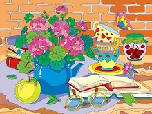 Купить Холст с красками по номерам 30х40см ТМ Рыжий кот Яркий букет и книги (Арт. ХК-3780) — Фото №1