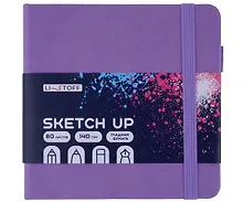 Купить Скетчбук 140*140 80л "SKETCH UP. Фиалковый" белый офсет 100г/м2, тв.подложка — Фото №1
