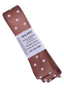 Купить Лента атласная Горошек,25 мм х 5,5 м,шоколадный БЛ-7689 — Фото №1