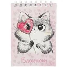 Купить Блокнот А7 40л кл. "КОТЁНОК" гребень, выб.УФ-лак, глиттер — Фото №1