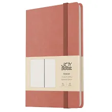 Купить Книга для записей А5 96л кл. "Joy Book. Малиновый латте" иск.кожа, тонир.блок, скругл.углы, ляссе, резинка, карман на задн.форзаце — Фото №1