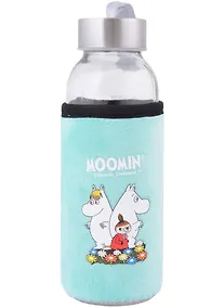 Купить Бутылка в чехле велюр MOOMIN Муми-тролль, Фрекен Снорк и малышка Мю (стекло) (300мл) — Фото №1
