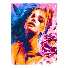 Купить Картина по номерам на картоне "Девушка с цветком", 28,5х38 см — Фото №1