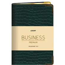 Купить Книга для записей А5 80л. "BUSINESS PREMIUM. Iguana (изумрудный)" иск.кожа, поролон, мет.уголки, тонир.блок, зол.торец, 2 ляссе, инд.уп. — Фото №1
