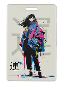 Купить Чехол для карточек вертикальный Аниме яркие краски "Девушка в городе" (ДК2023-441) — Фото №1