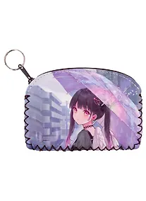 Купить Кошелек на молнии Аниме Девушка с крыльями под зонтиком (Сёдзё) (цветная) (9х13) (кожзам) — Фото №1