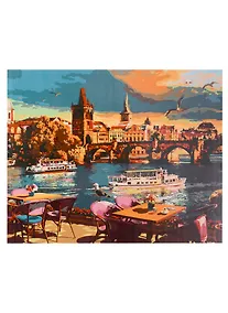 Купить Холст с красками по номерам на подрамнике "Набережная на закате", 40 х 50 см — Фото №1