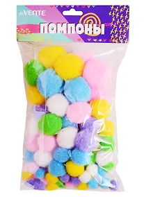 Купить Набор помпонов для творчества deVENTE 100 штук ассорти, в пластиковом пакете с блистерным подвесом — Фото №1