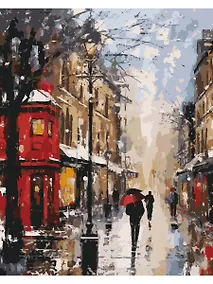 Купить Картина по номерам 40х50 см. 30 цветов. На подрамнике. "Первый снег" — Фото №1