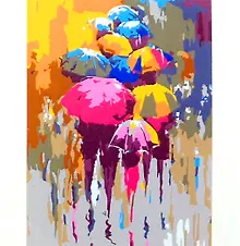 Купить Картина по номерам на подрамнике "Зонты" (17х22) — Фото №1