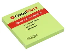 Купить Блок бумаги 76*76 самоклеящийся зеленый неон 100л, GoodMark — Фото №1