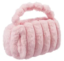 Купить Косметичка с объёмной ручкой Полоски (розовая) (плюш) (23х14) (12-Lanxi-C1) — Фото №1